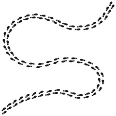 Tracking human shoes, footsteps, paws people silhouette, hiking, route, steps, sign, foot, track, footprints icon vector illustration