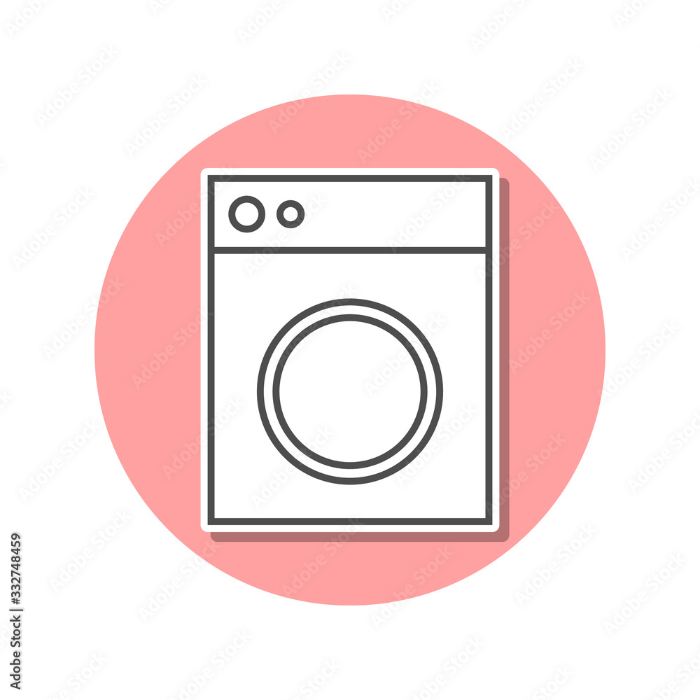 Poster washing machine sticker icon. simple thin line, outline vector of web icons for ui and ux, website o