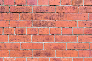 Minimalist monochome background of old red brown bricks in horizontal display