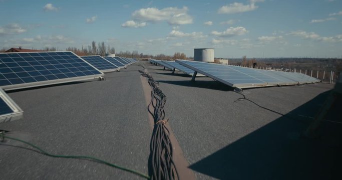 Solar panels on flat roof
