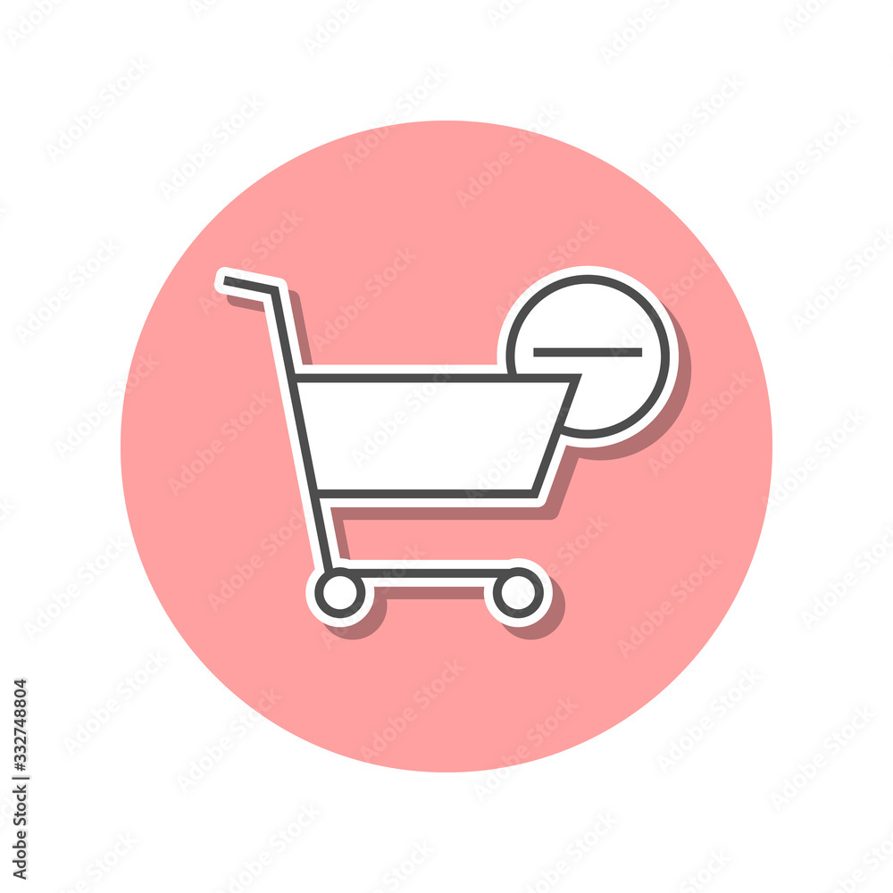 Aufkleber minus the shopping trolley sticker icon. simple thin line, outline vector of web icons for ui and ux