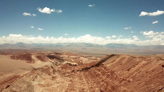 Aerial View Atacama Desert Valle de la Muerte, Death Valley in San Pedro de Atacama, Chile sand hills and rock formations natural wonder by drone