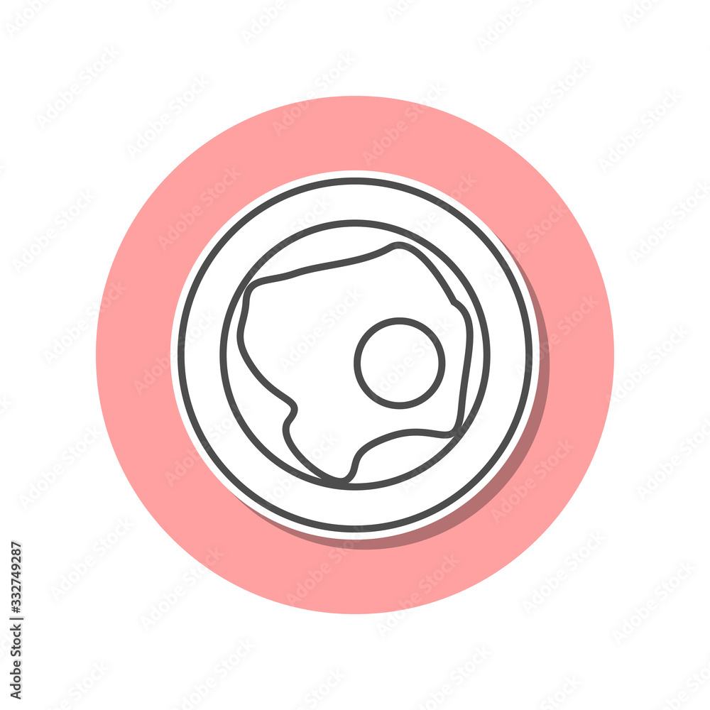 Poster fried eggs on a plate sticker icon. simple thin line, outline vector of web icons for ui and ux, web