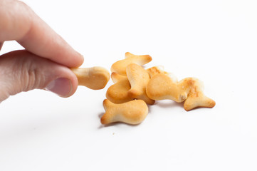 Salty snacks  isolated on white background.Copy space