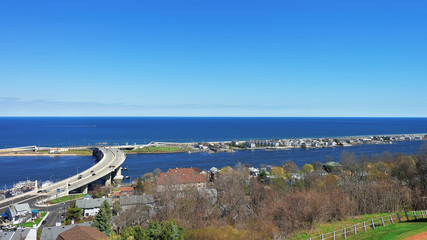 Fototapeta na wymiar Road and Atlantic Ocean shore viewed from light house