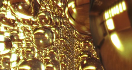 Obraz na płótnie Canvas Abstract 3D graphics Background with golden bubbles. 3D renderinging