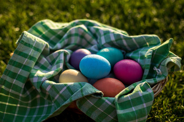 easter eggs inside a basket
