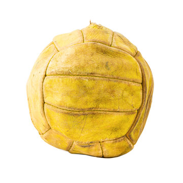old soccer ball on a white background