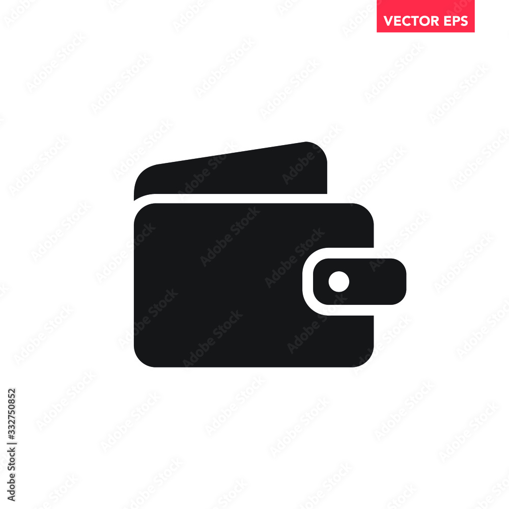 Poster black single wallet icon, simple silhouette business infographic flat design pictogram vector for ap