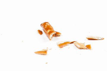 Fototapeta na wymiar Salty cracker pretzel sticks isolated on white background.Copy space