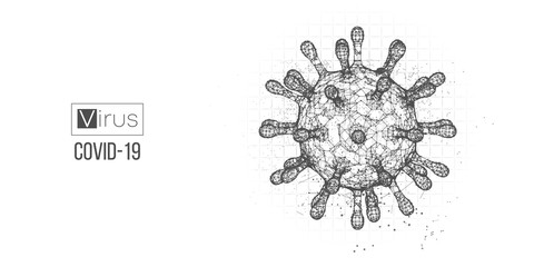 Novel coronavirus COVID-2019 on a white background. Analysis and study of a new virus. The invention of a vaccine against the 2019-nCoV. Abstract 3D models of coronavirus bacteria. Vector illustration