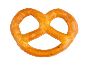 Salt pretzels isolated on white background.Copy space