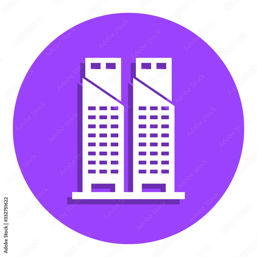 Poster twin towers badge icon. simple glyph, flat vector of web icons for ui and ux, website or mobile appl