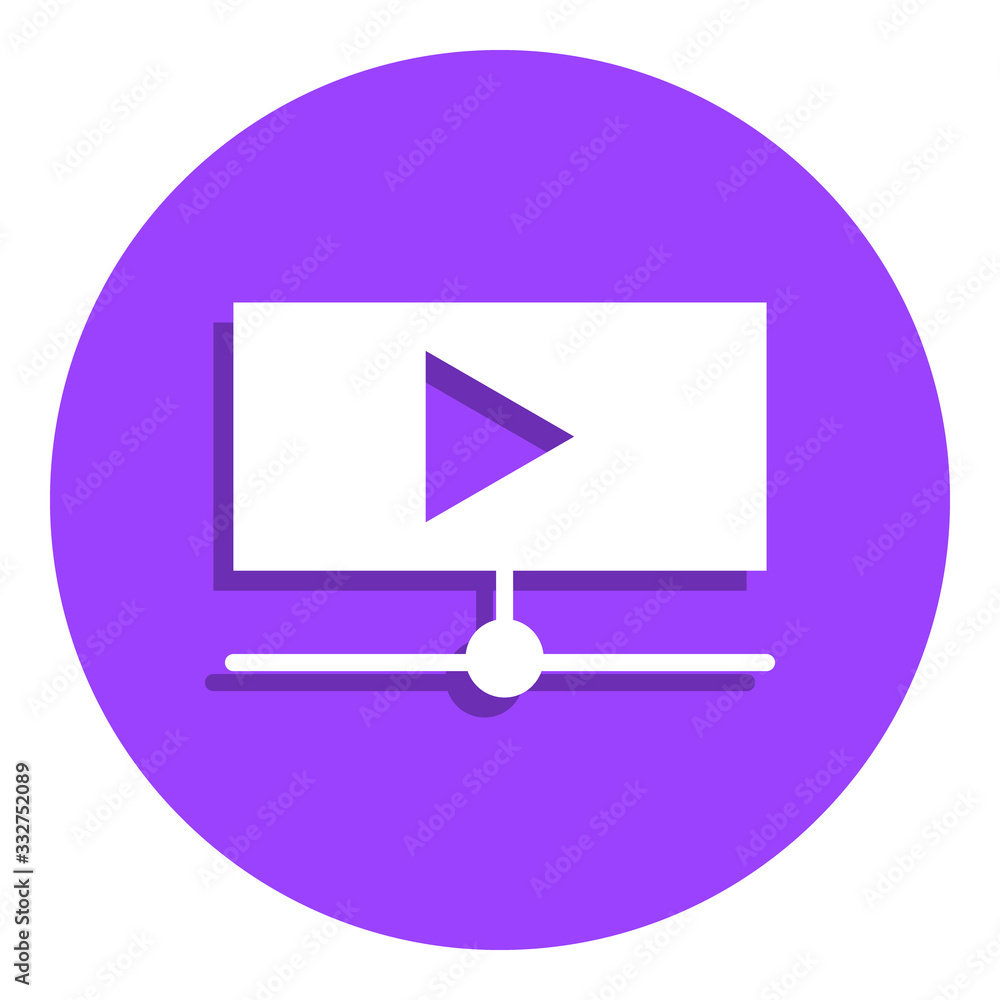 Poster online video play button badge icon. simple glyph, flat vector of web icons for ui and ux, website o