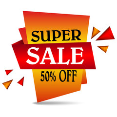 Super Sale Tag design Vector Illustration in Orange and red colour 