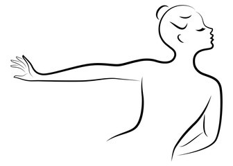 Lady silhouette. Silhouettes of the hands and head of a girl. Graceful woman. Vector illustration