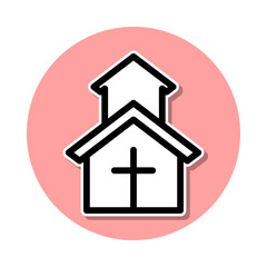 Church sticker icon. Simple thin line, outline vector of web icons for ui and ux, website or mobile application