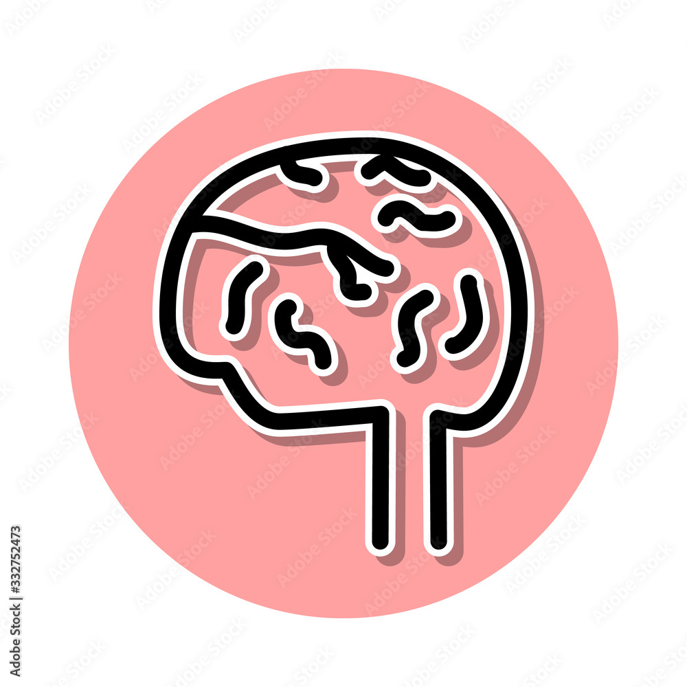 Poster human brain sticker icon. simple thin line, outline vector of web icons for ui and ux, website or mo