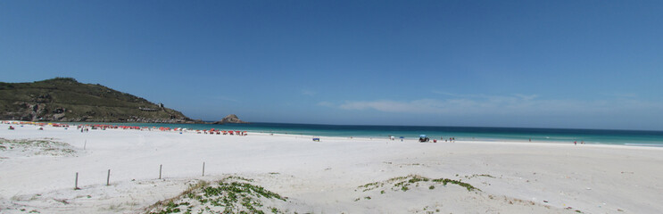 Spring morning at the beach with high tide.
