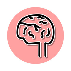 Human brain sticker icon. Simple thin line, outline vector of web icons for ui and ux, website or mobile application
