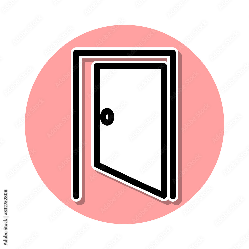 Poster opened door sticker icon. simple thin line, outline vector of web icons for ui and ux, website or mo
