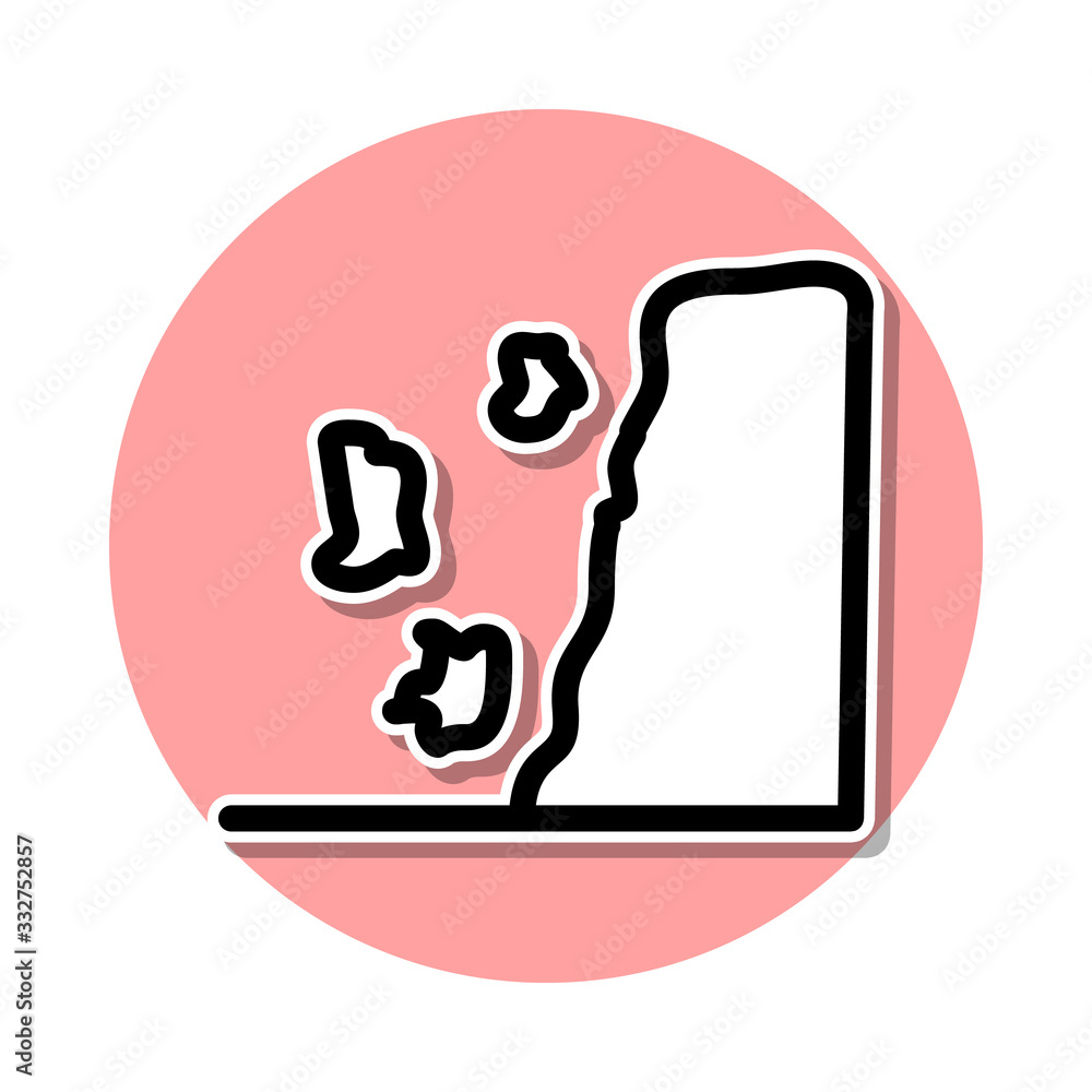 Poster rockfall sticker icon. simple thin line, outline vector of web icons for ui and ux, website or mobil