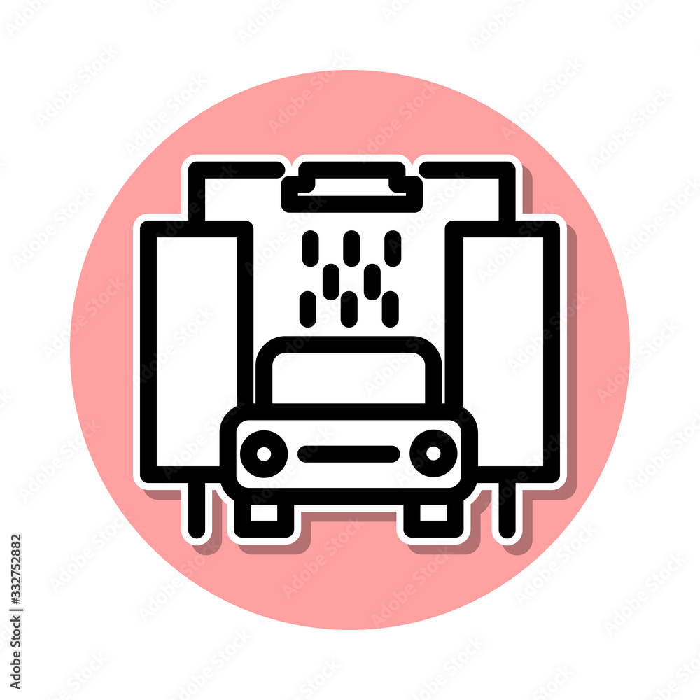 Poster car wash sticker icon. simple thin line, outline vector of web icons for ui and ux, website or mobil