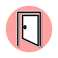Opened door sticker icon. Simple thin line, outline vector of web icons for ui and ux, website or mobile application