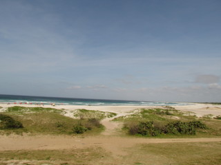 Spring morning at the beach with high tide.
