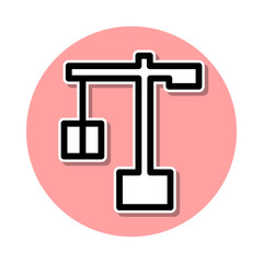 Loading crane sticker icon. Simple thin line, outline vector of web icons for ui and ux, website or mobile application