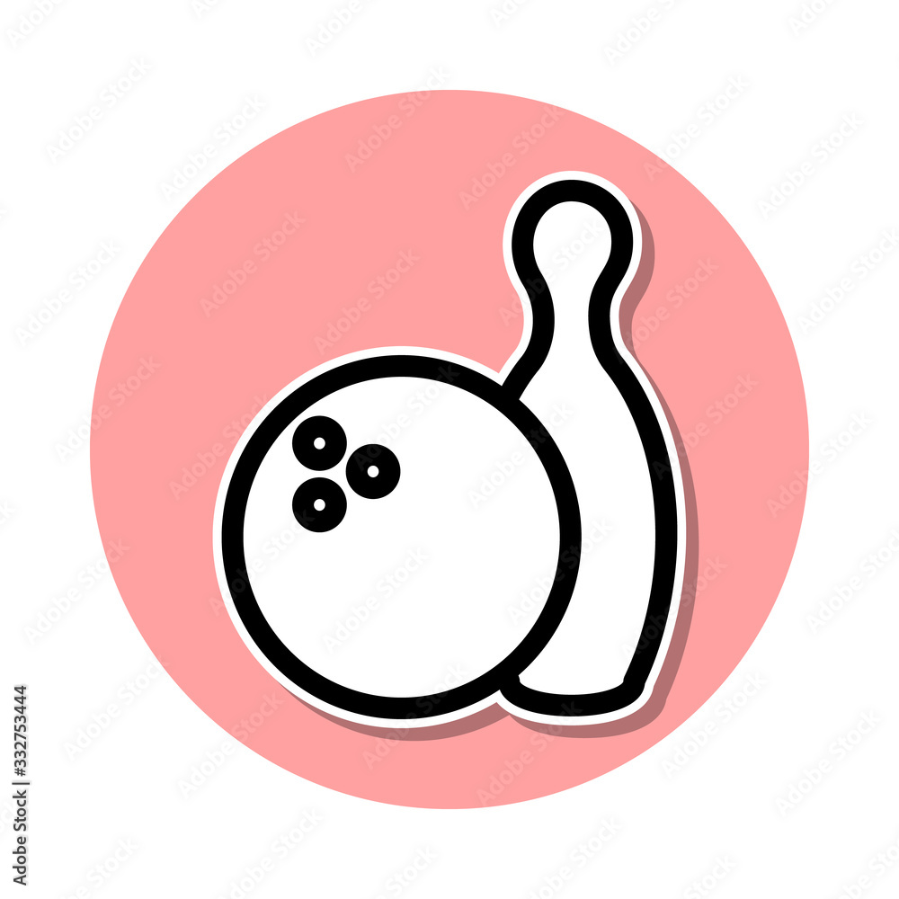 Poster ball and bowling sticker icon. simple thin line, outline vector of web icons for ui and ux, website 
