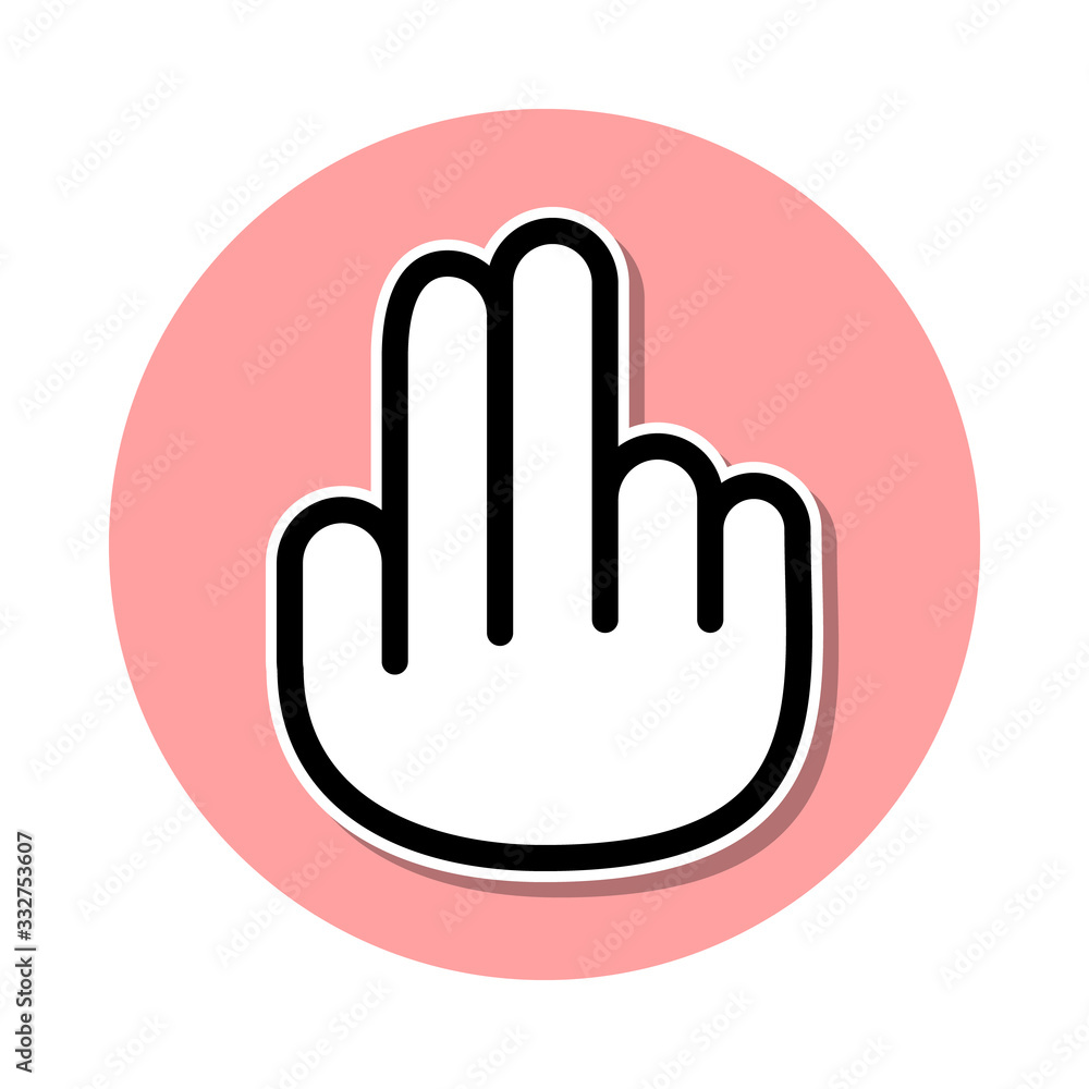 Poster hand with two fingers sticker icon. simple thin line, outline vector of web icons for ui and ux, web