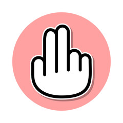 Hand with two fingers sticker icon. Simple thin line, outline vector of web icons for ui and ux, website or mobile application