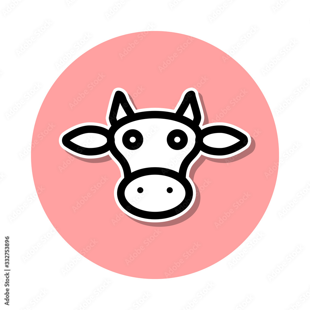 Poster cow head sticker icon. simple thin line, outline vector of web icons for ui and ux, website or mobil