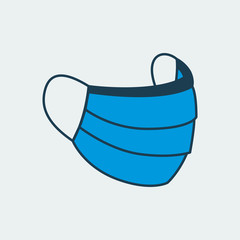 Vector icon of a protective medical mask. It represents a concept of medical protection, isolation, health safety and virus quarantine. Also can be used as a logo