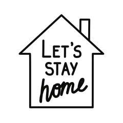 Stay at home- warning notice for the prevention of coronavirus under a roof in a house. Social distance, self isolation in home. Simple vector illustration of coronavirus 2019-ncov covid-19