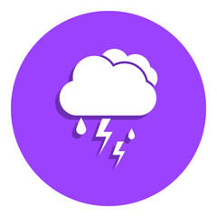 Cloud with rain and lightning bolt badge icon. Simple glyph, flat vector of web icons for ui and ux, website or mobile application