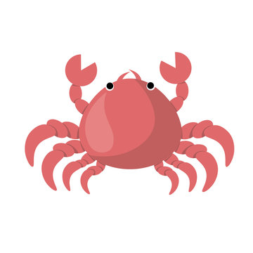 Cartoon crab with claws on white background