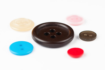 Clothes button isolated on white background. Copy space