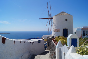 windmill in oia santorini