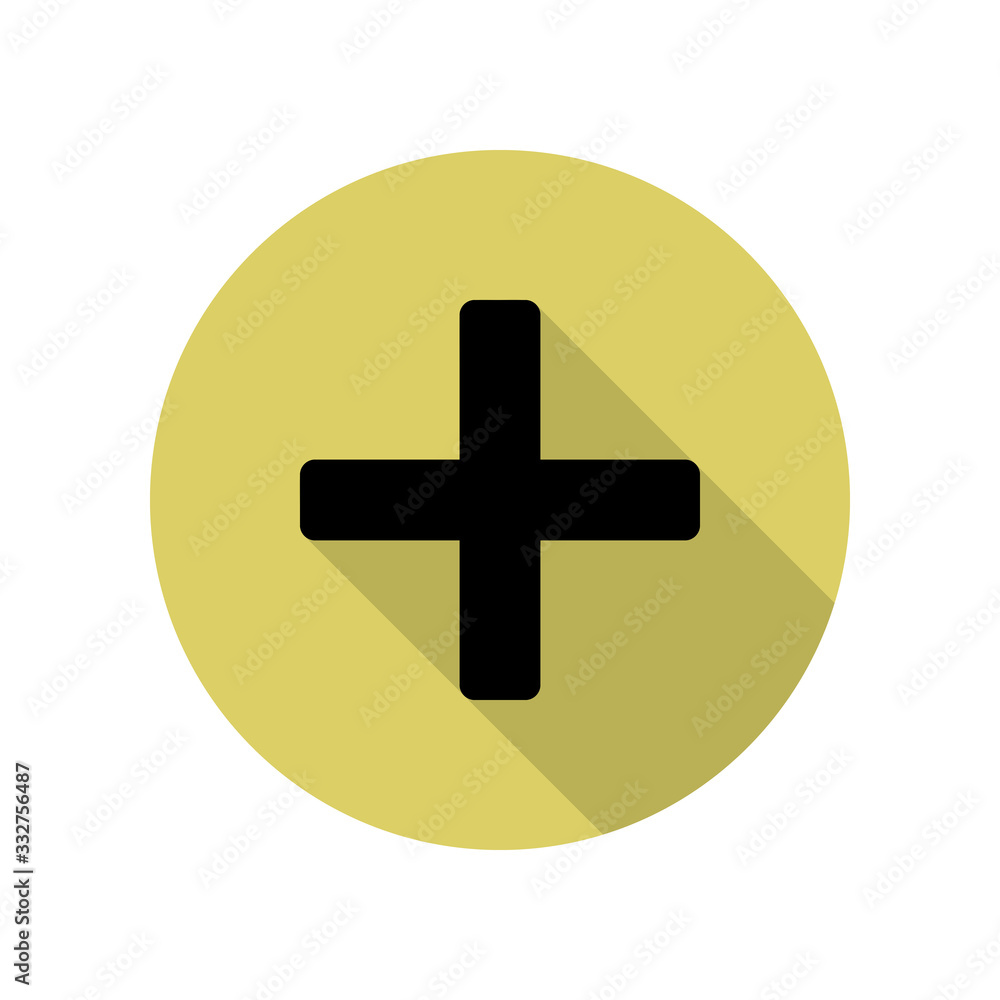 Poster plus sign long shadow icon. simple glyph, flat vector of web icons for ui and ux, website or mobile 