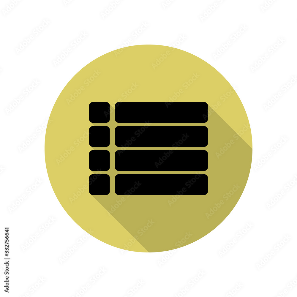 Poster menu sign long shadow icon. simple glyph, flat vector of web icons for ui and ux, website or mobile 