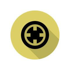 Chinese coin long shadow icon. Simple glyph, flat vector of web icons for ui and ux, website or mobile application