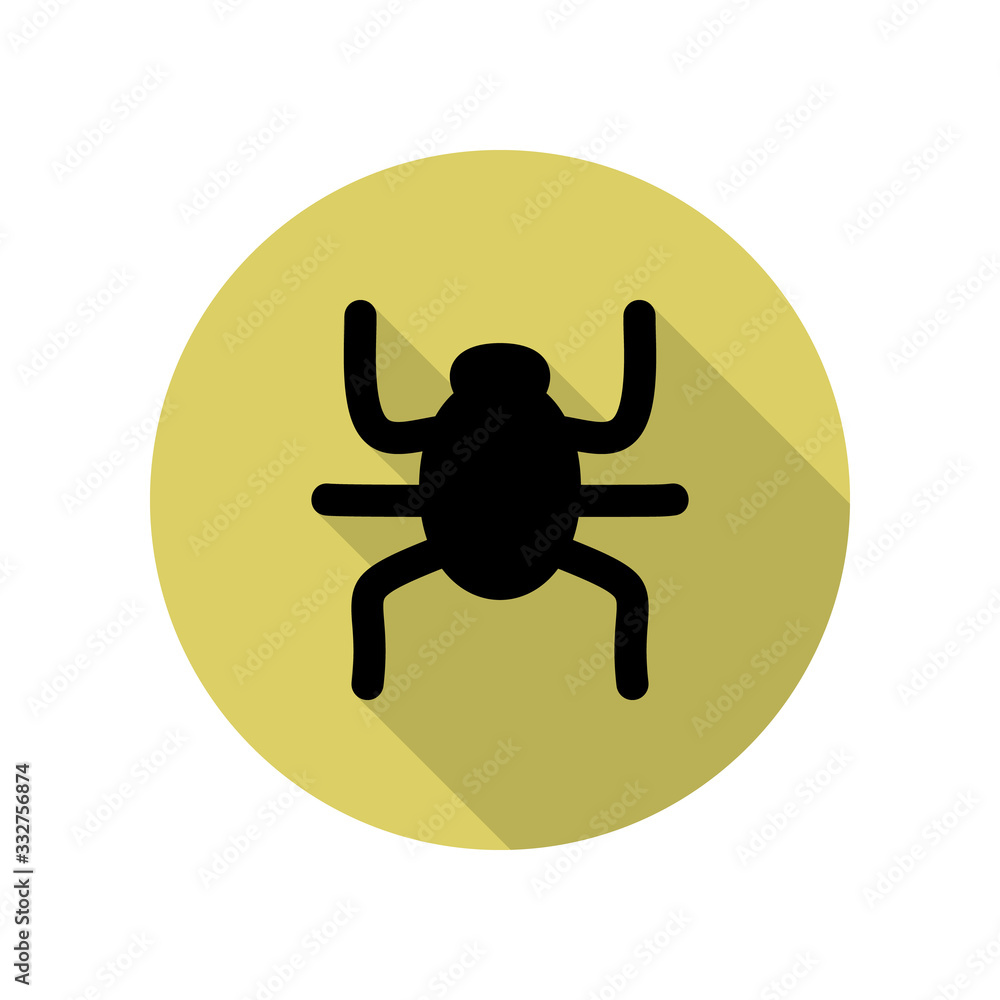 Poster beetle long shadow icon. simple glyph, flat vector of web icons for ui and ux, website or mobile app