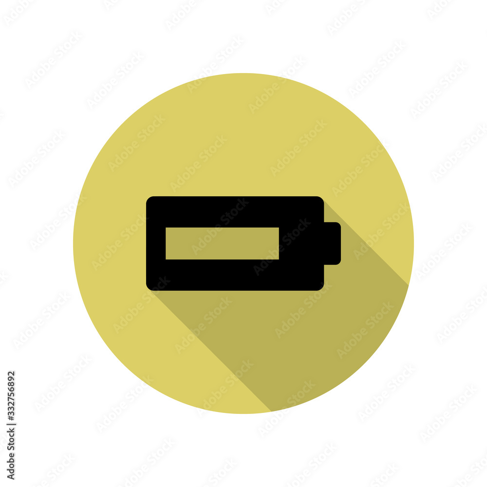 Poster battery long shadow icon. simple glyph, flat vector of web icons for ui and ux, website or mobile ap