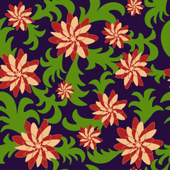 seamless floral pattern with foliage background leaf