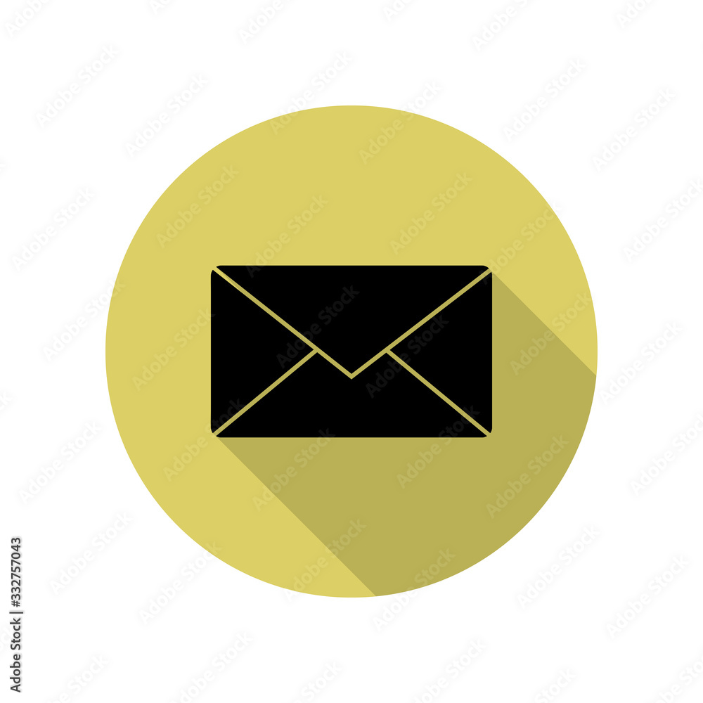 Poster the envelope long shadow icon. simple glyph, flat vector of web icons for ui and ux, website or mobi