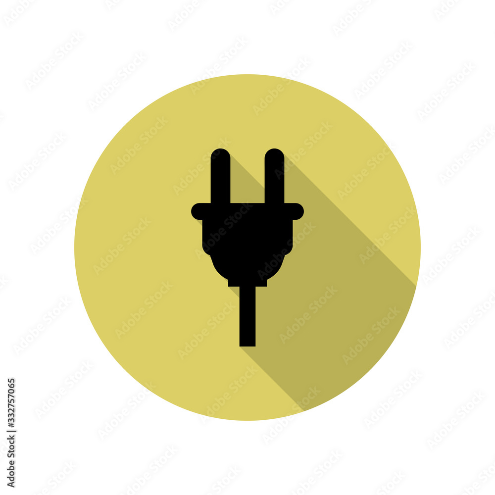 Poster electrical plug long shadow icon. simple glyph, flat vector of web icons for ui and ux, website or m