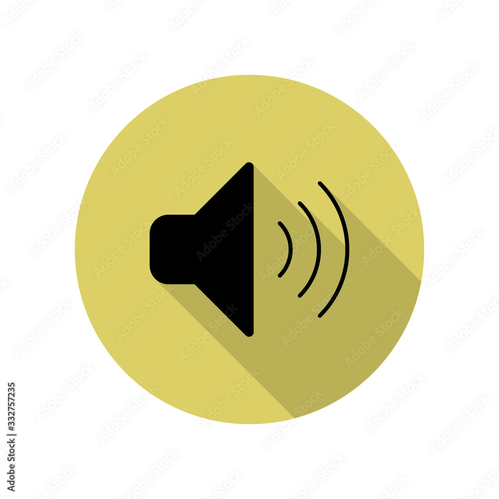 Aufkleber sound sign long shadow icon. simple glyph, flat vector of web icons for ui and ux, website or mobile