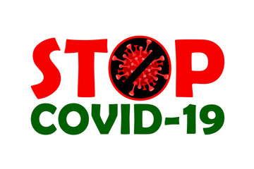 Banner with the inscription stop covid-19 and virus.